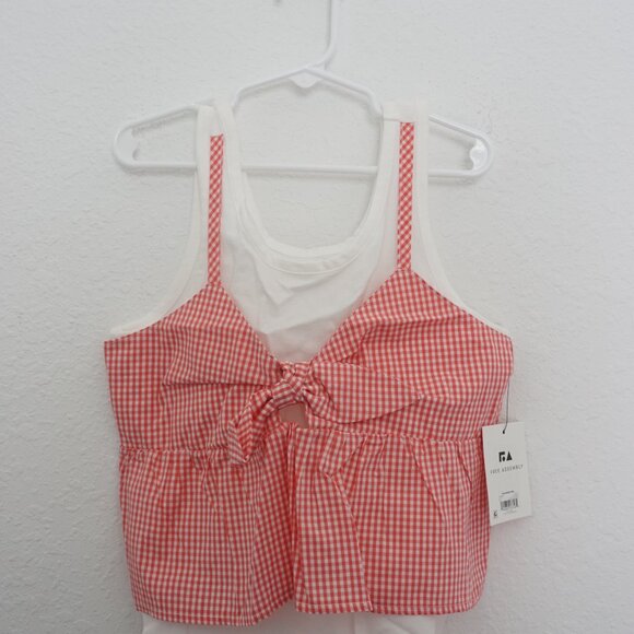 Girls Tie-Front Gingham Tank Top - Picture 5 of 10